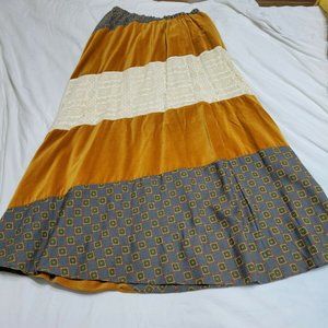 Chessa Davis 70s Vintage 60s Maxi Quilted Skirt Cottage Cottagecore Velvet